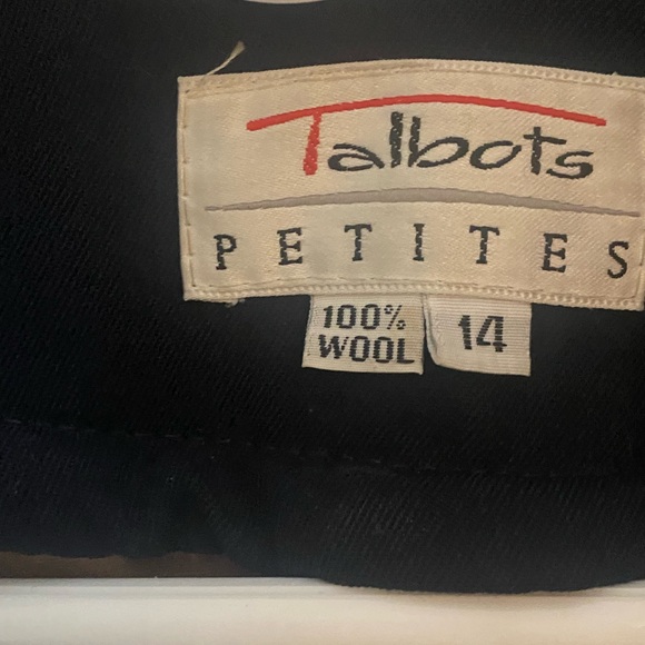 VINTAGE 90’s Talbots Navy Wool Gold Buttons Classic Trench Coat Sz 14 Petite - Picture 2 of 11